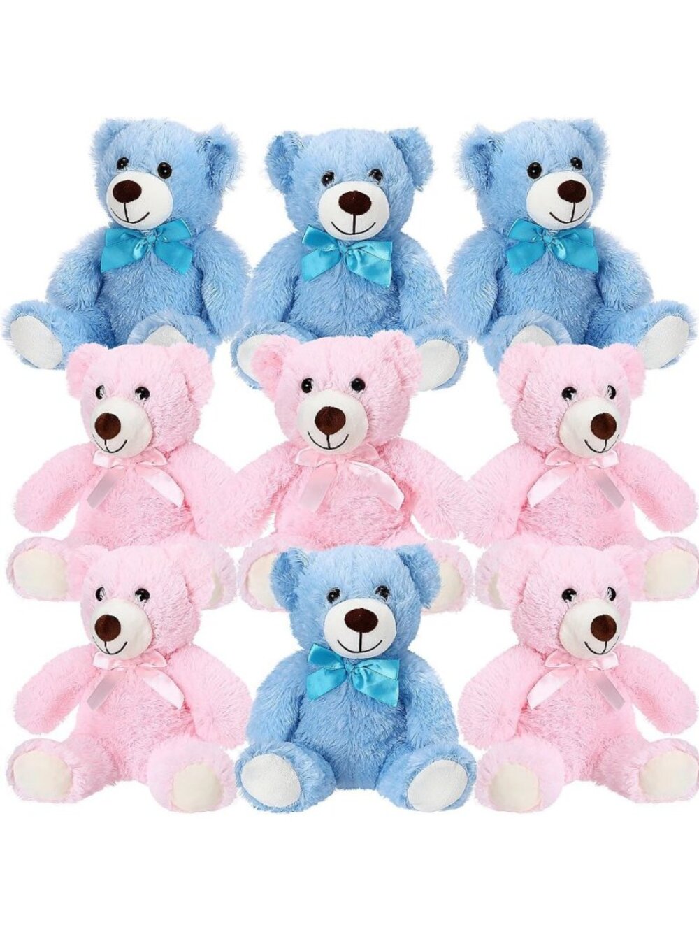 Cute 14" Plush Bear Stuffed Animals - 9 Pack for Baby Showers, Birthdays & Gifts